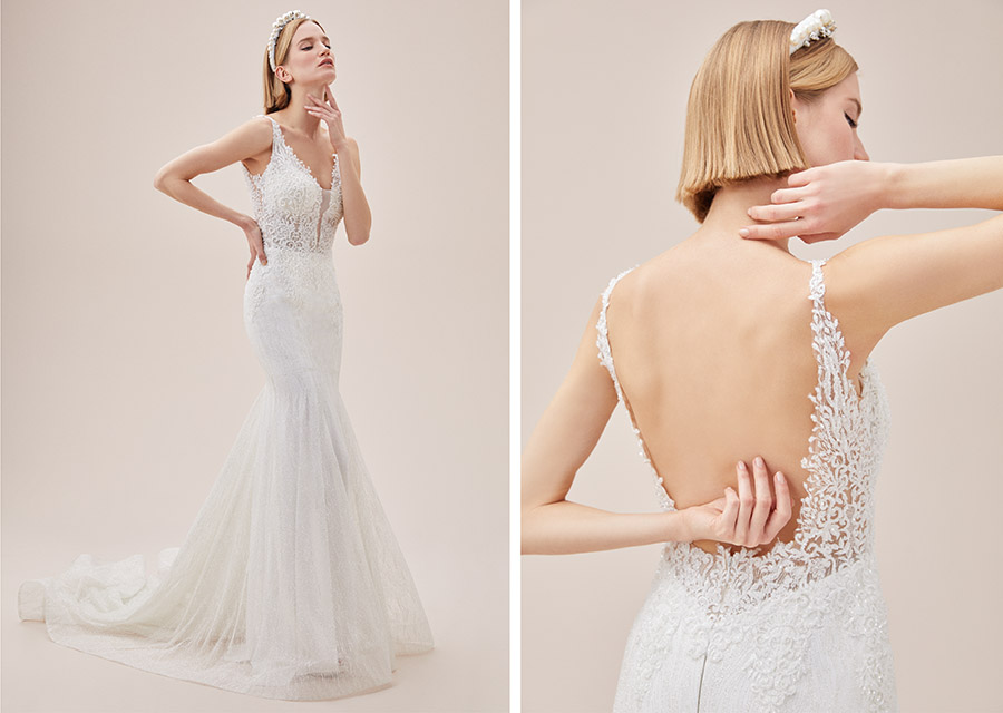 Balık Kesim Fransız Dantelli Gelinlikler