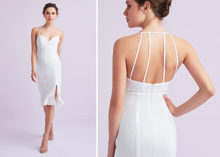 Krep Mini Gelinlik Modeli